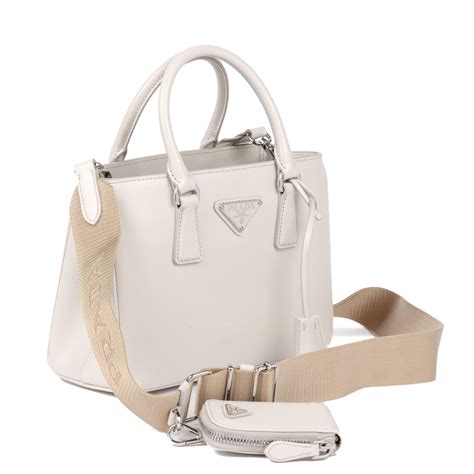 prada white saffiano lux tote style|More.